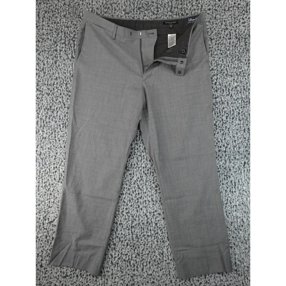 Banana Republic Dress Pants Mens 34x30 Grey Excellent Tollegno Italian Wool Slim